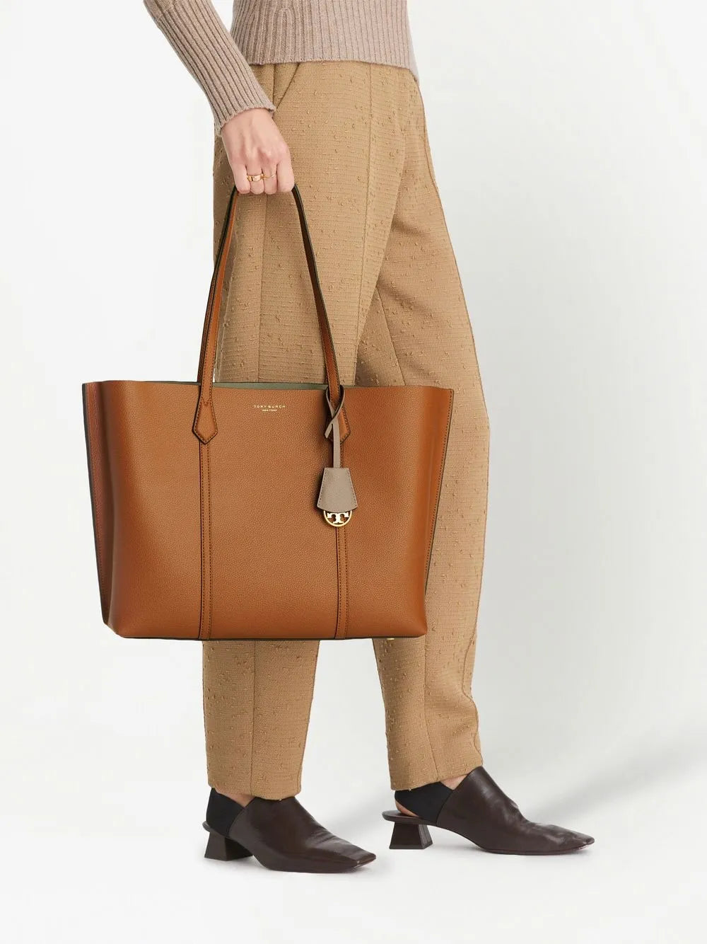 Tory Burch leather logo-print tote bag