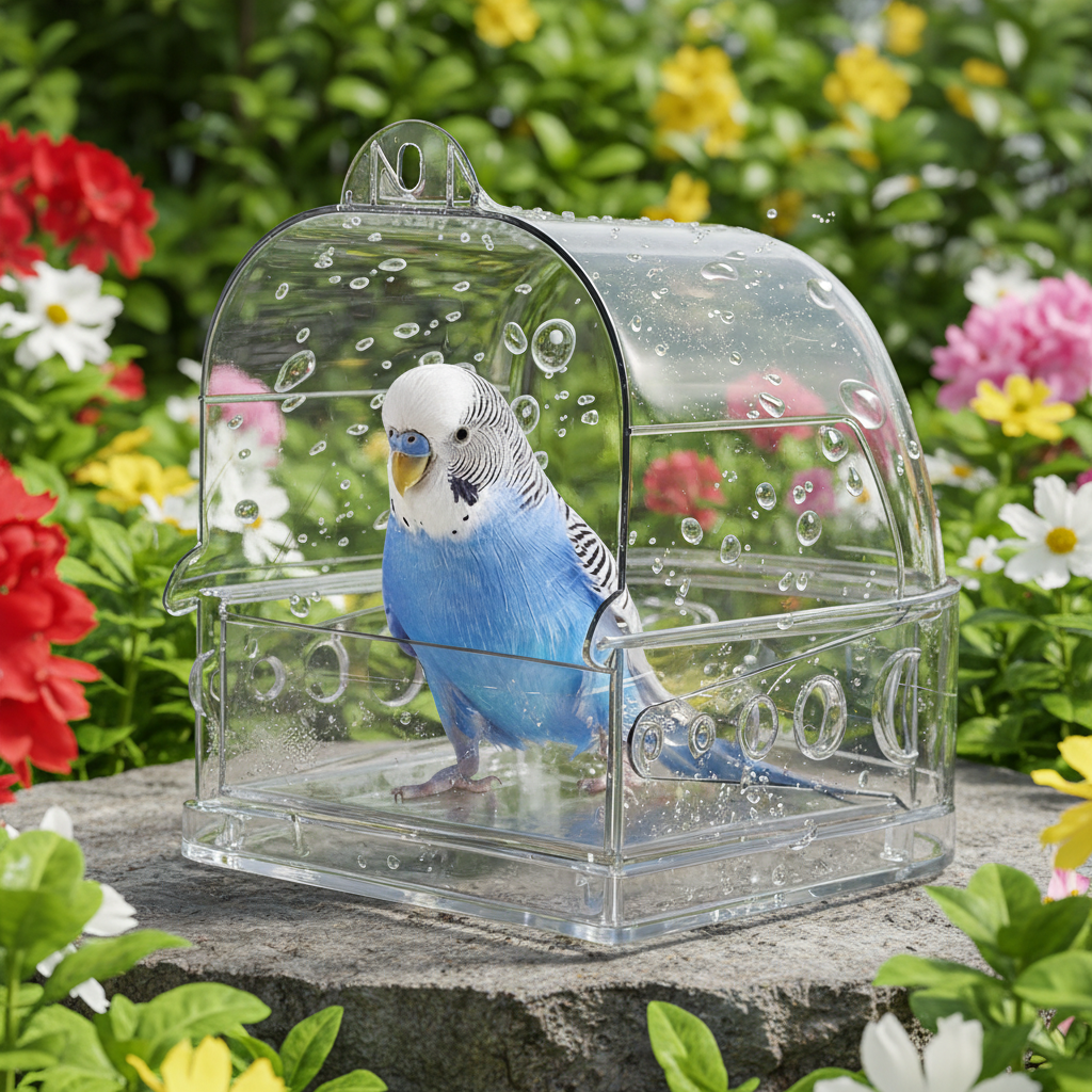 Simple Comfortable Bird Bath Box, Detachable Reusable Plastic Bathtub for Parrots
