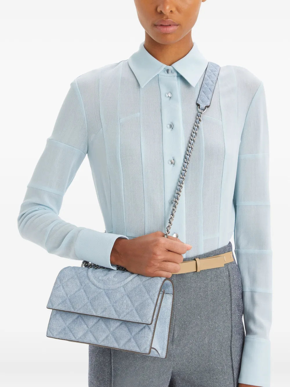 Tory Burch small Fleming denim convertible shoulder bag