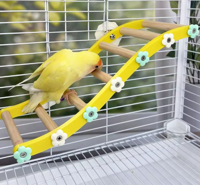 Parrot Climbing Ladder Bird Flower Bridge Budgies Cockatiel Parakeet Lovebird Enrichment Boredom Relief Cage Decor Standing Toy