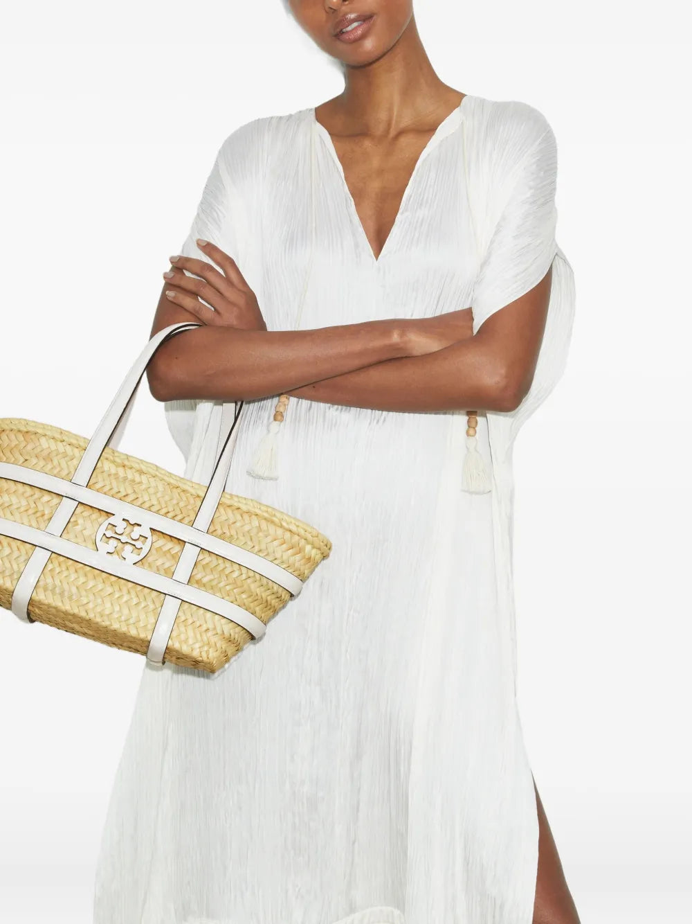 Tory Burch small Ella croc-embossed framed tote bag