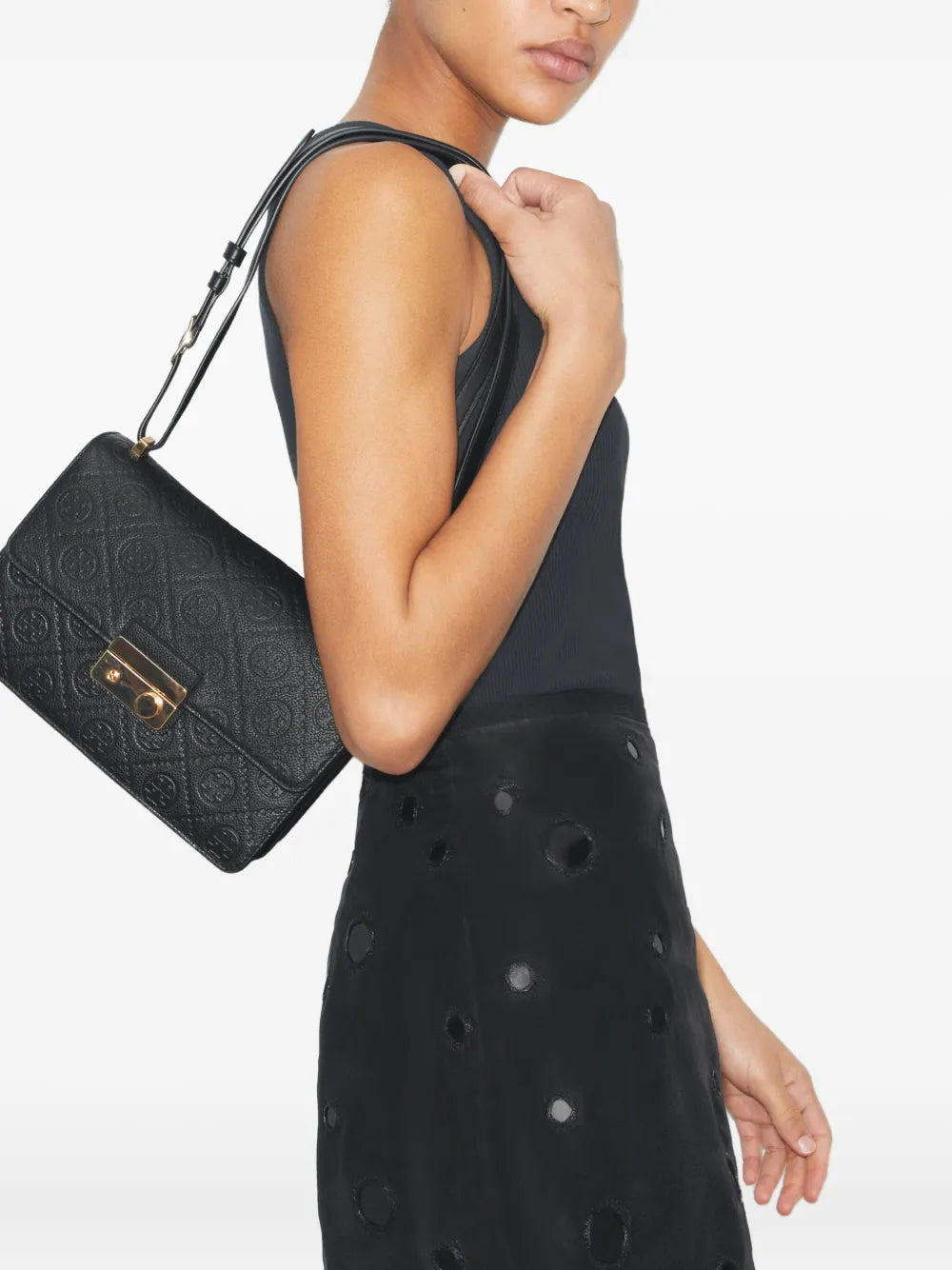 Tory Burch T-Monogram embossed leather shoulder bag