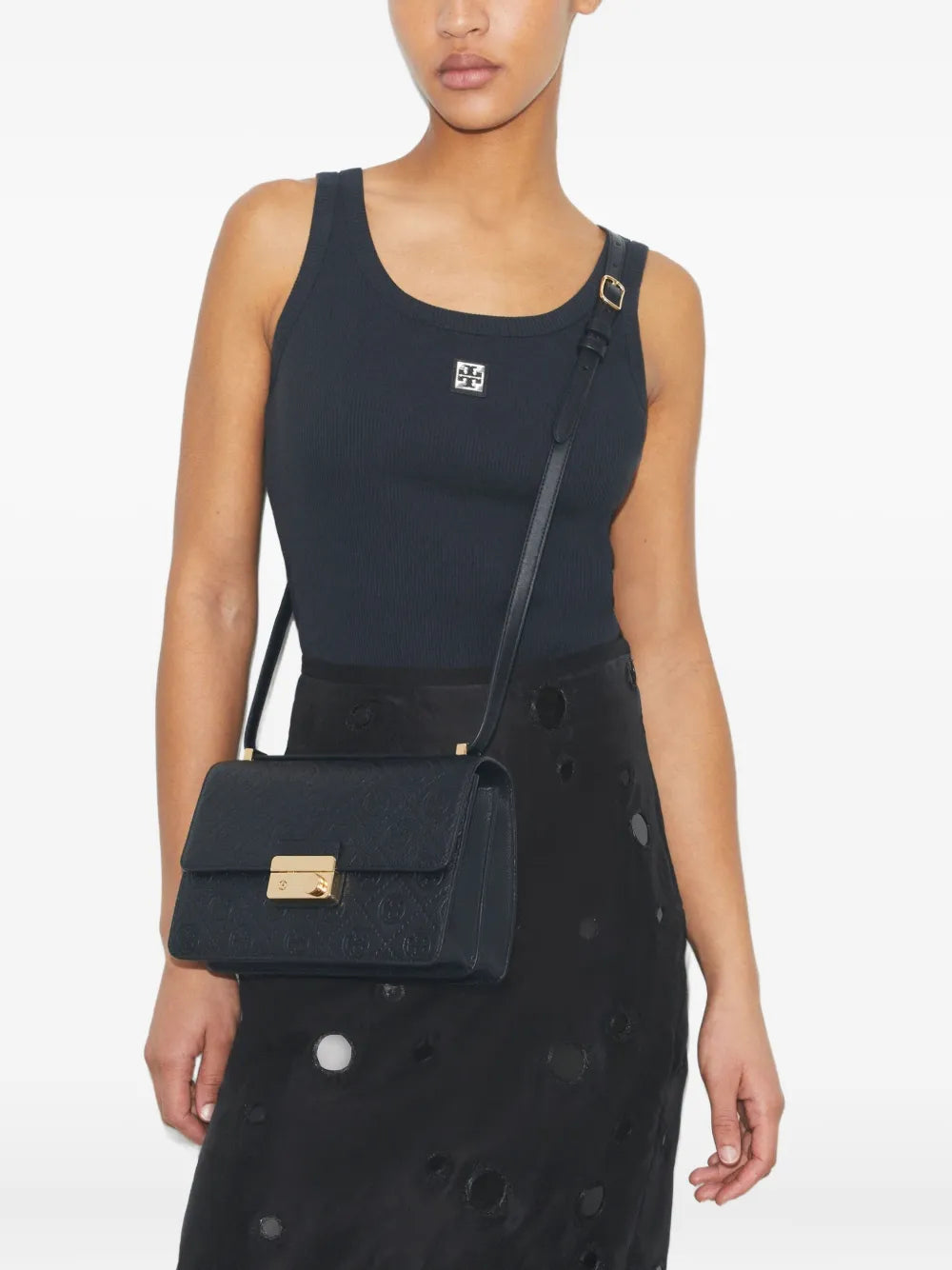 Tory Burch T-Monogram embossed leather shoulder bag