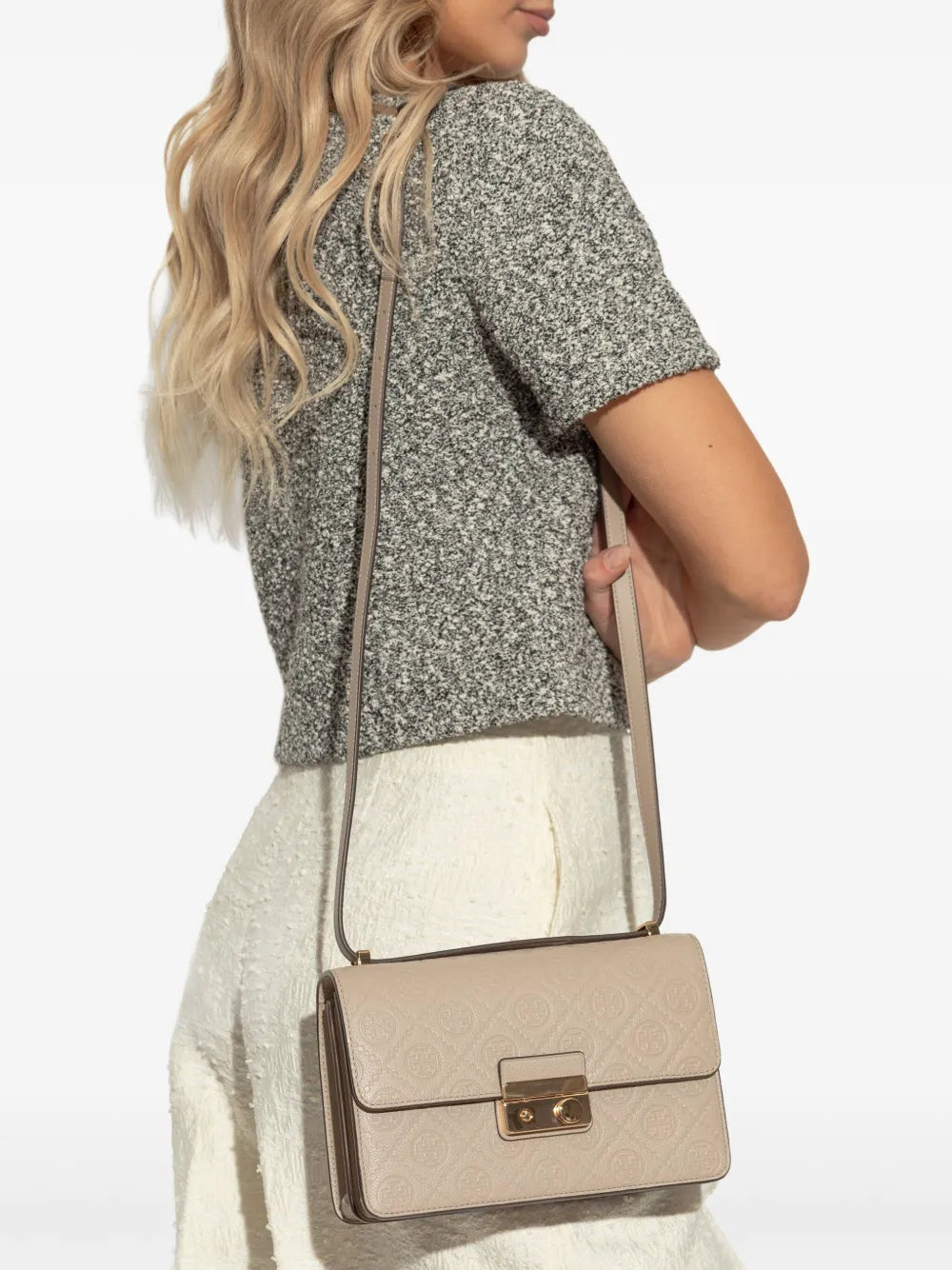Tory Burch embossed-logo flap bag