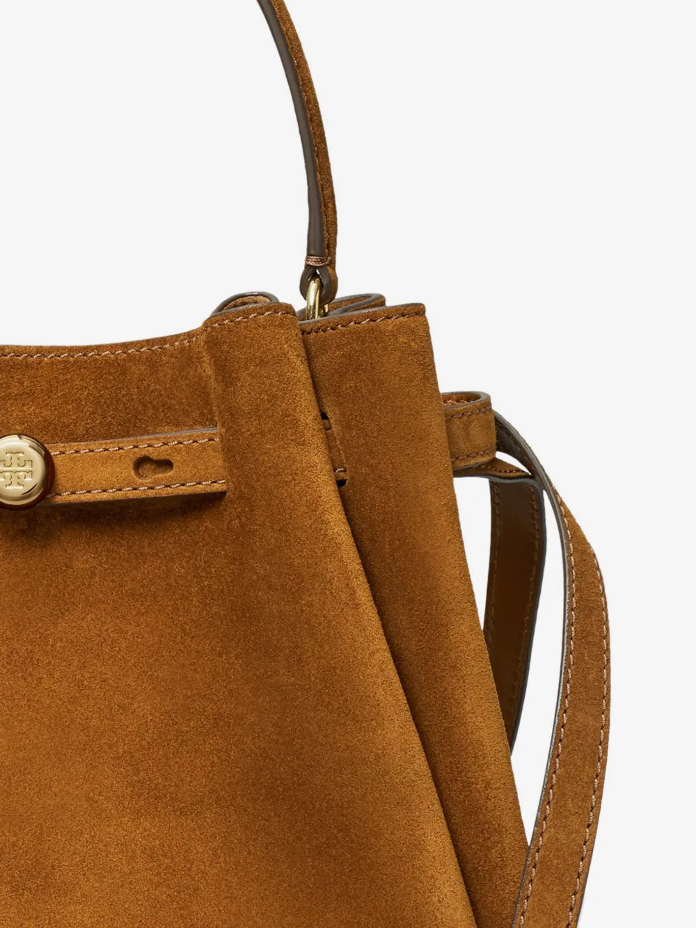 Tory Burch Romy logo-plaque suede bucket bag