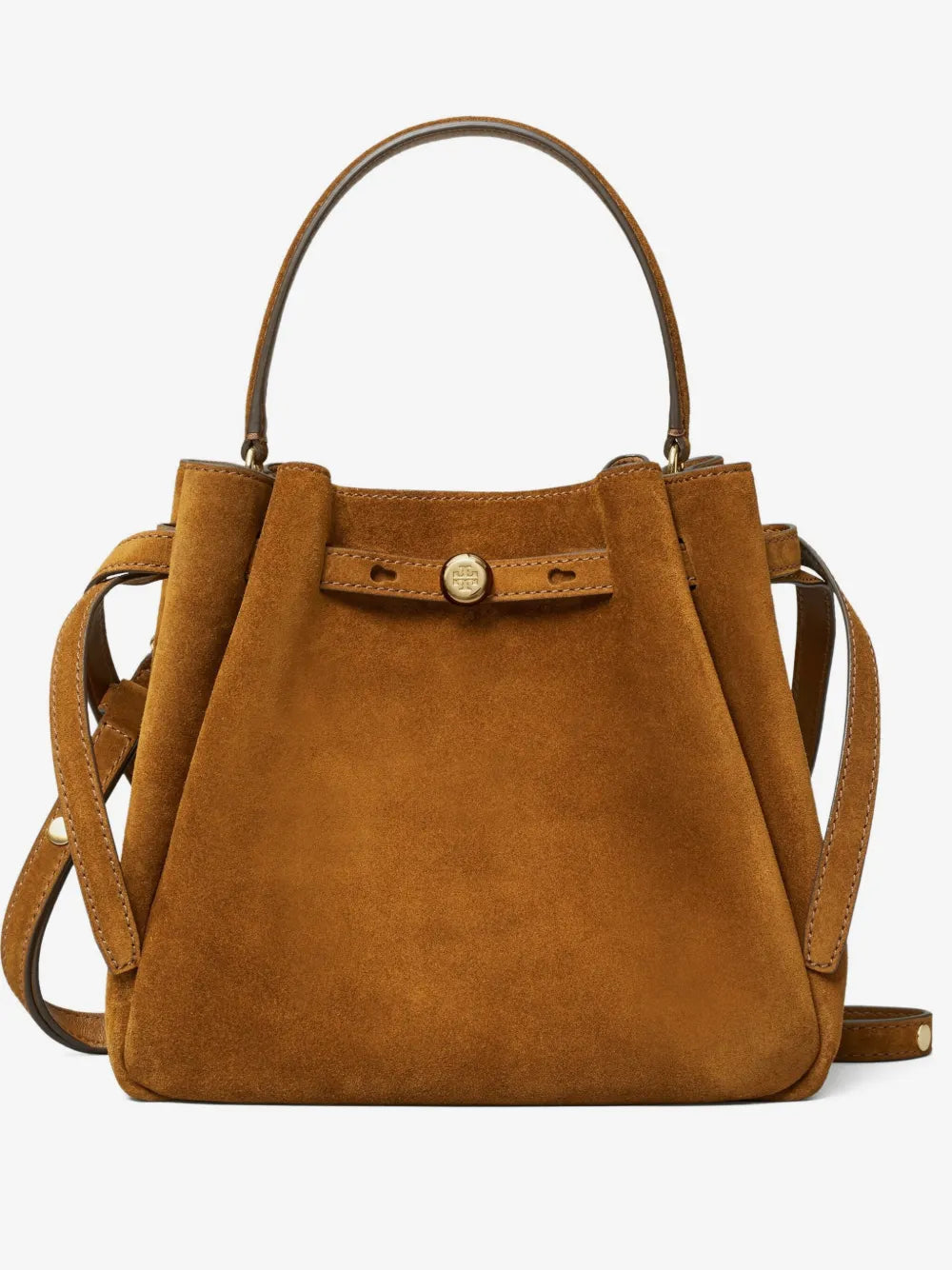 Tory Burch Romy logo-plaque suede bucket bag