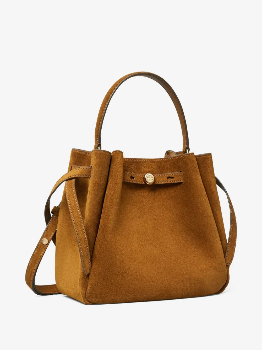 Tory Burch Romy logo-plaque suede bucket bag