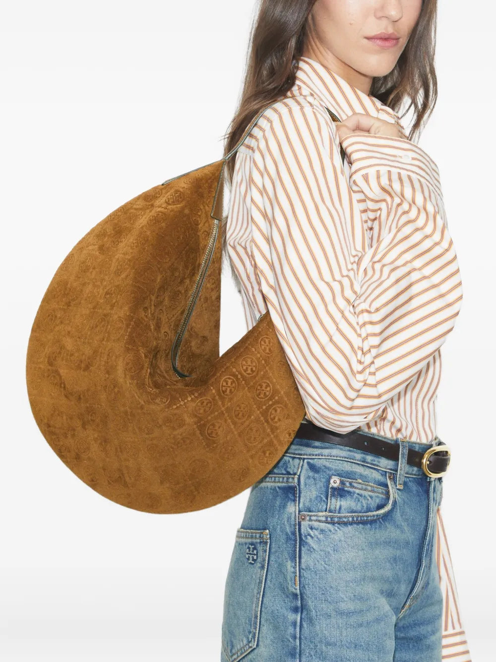 Tory Burch T Monogram suede balloon bag