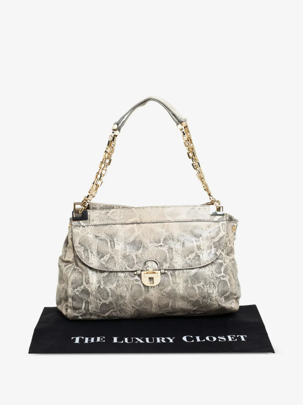 Tory Burch 2000s python-embossed chain shoulder bag
