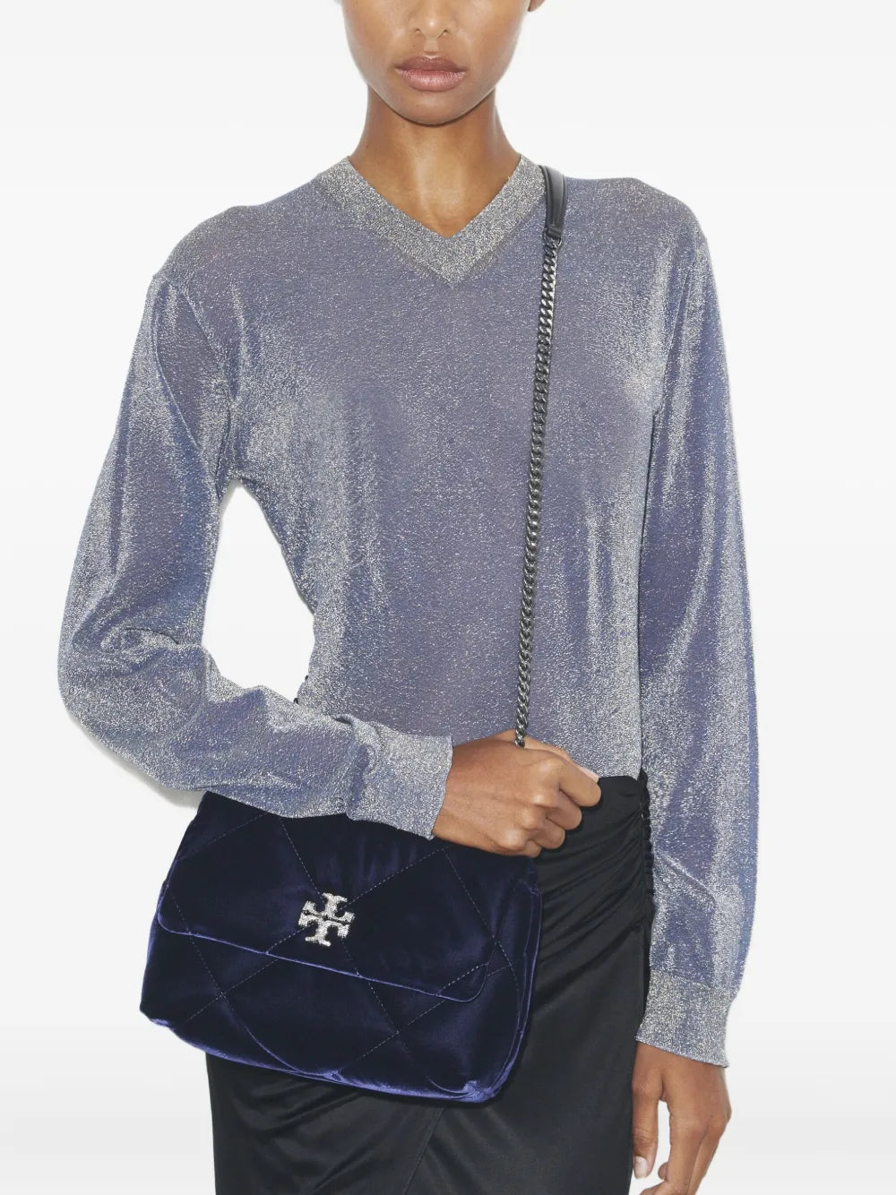 Tory Burch small Kira diamond-quilted velvet shoulder bag