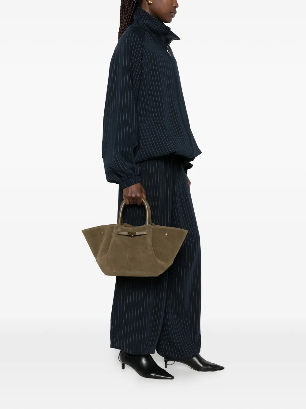DeMellier Midi New York perforated-detail suede tote bag