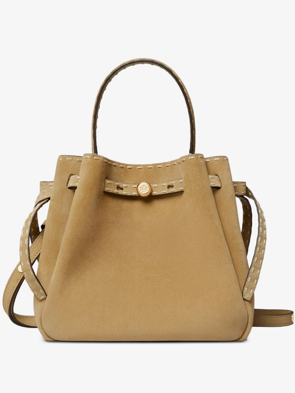 Tory Burch Romy suede pick stitch bucket bag