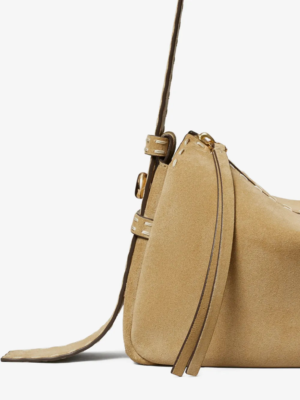 Tory Burch small Romy suede pick stitch shoulder bag