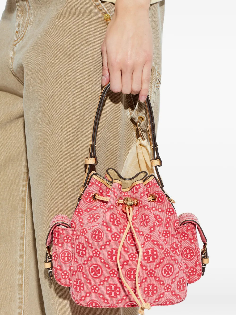 Tory Burch T Monogram denim bucket bag