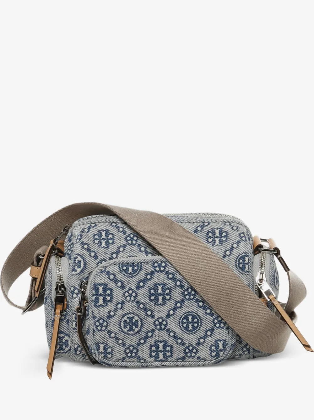 Tory Burch T monogram denim pocket cross body bag