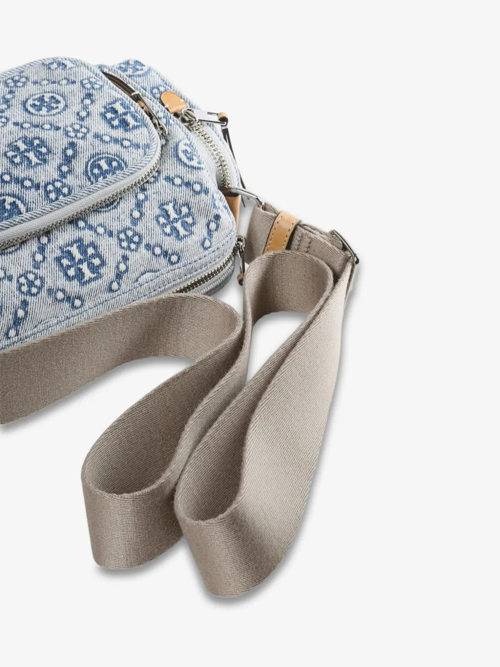 Tory Burch T monogram denim pocket cross body bag