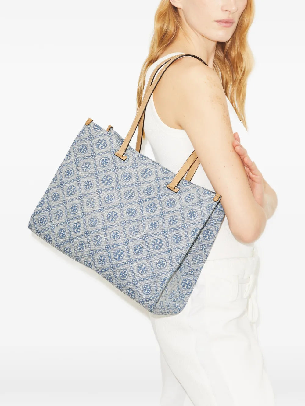 Tory Burch T Monogram denim tote