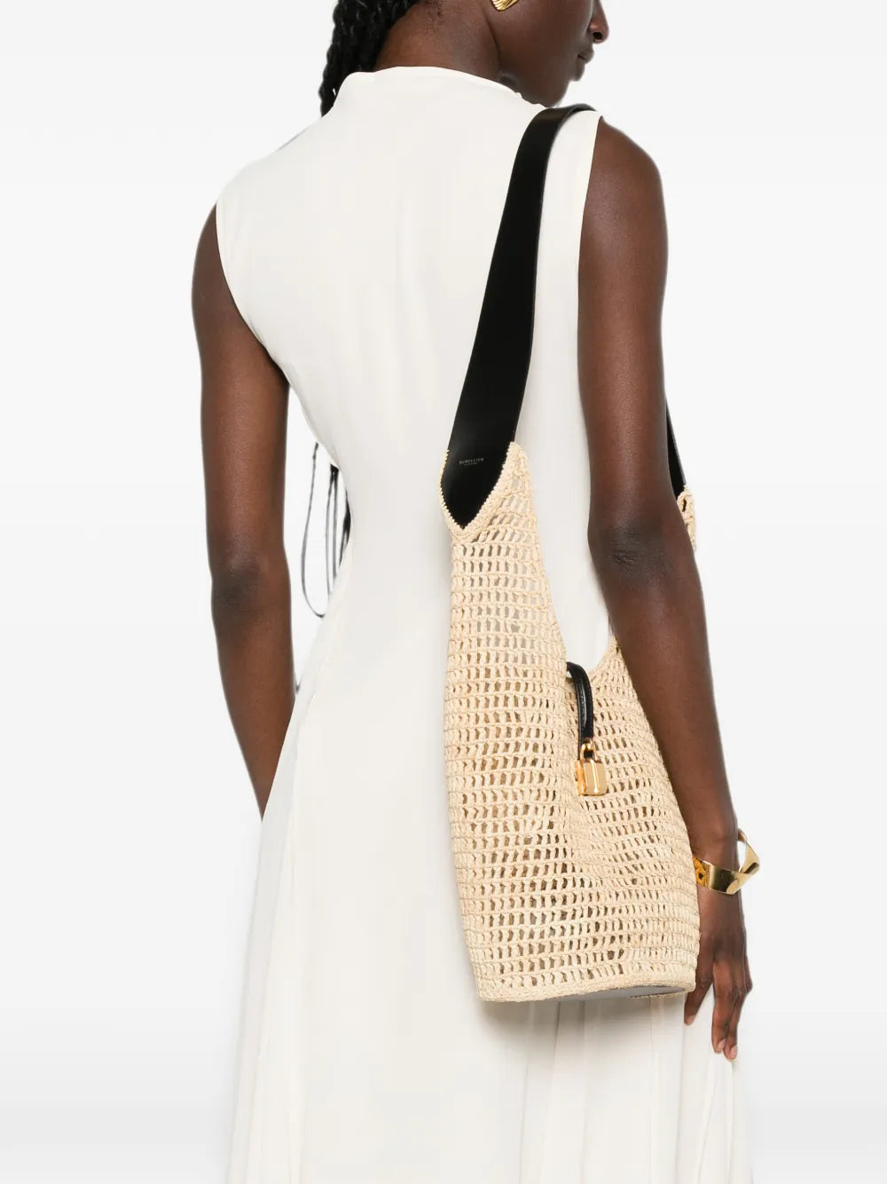 DeMellier Siena raffia shoulder bag