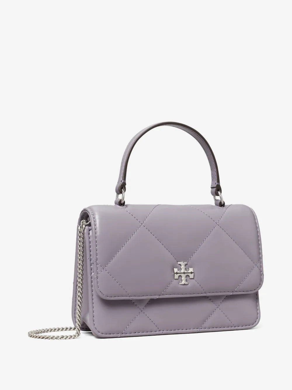 Tory Burch Kira diamond quilt mini top handle chain wallet