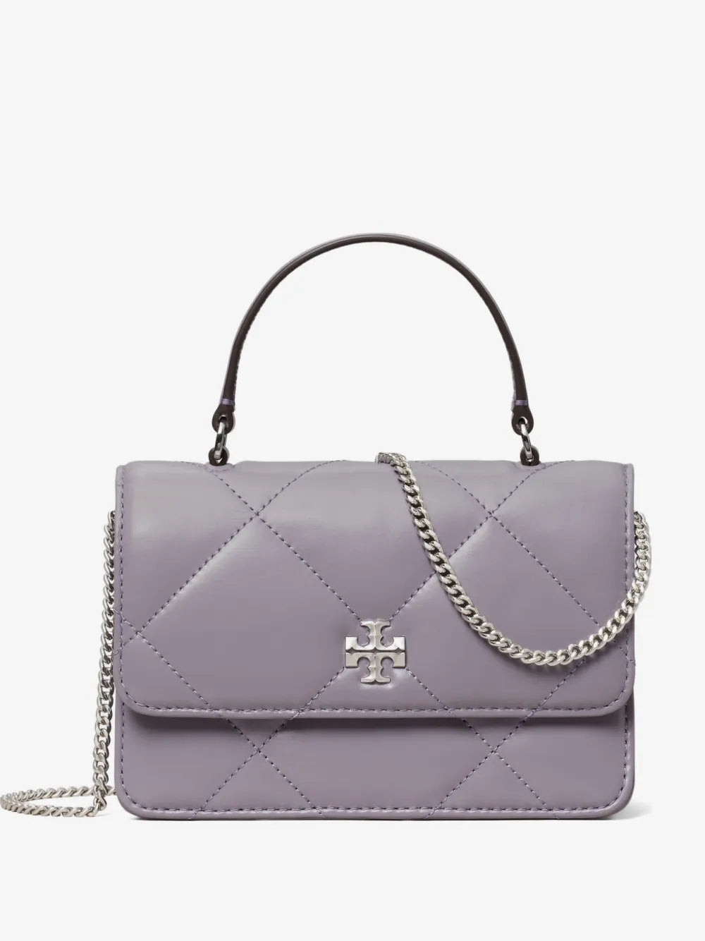 Tory Burch Kira diamond quilt mini top handle chain wallet