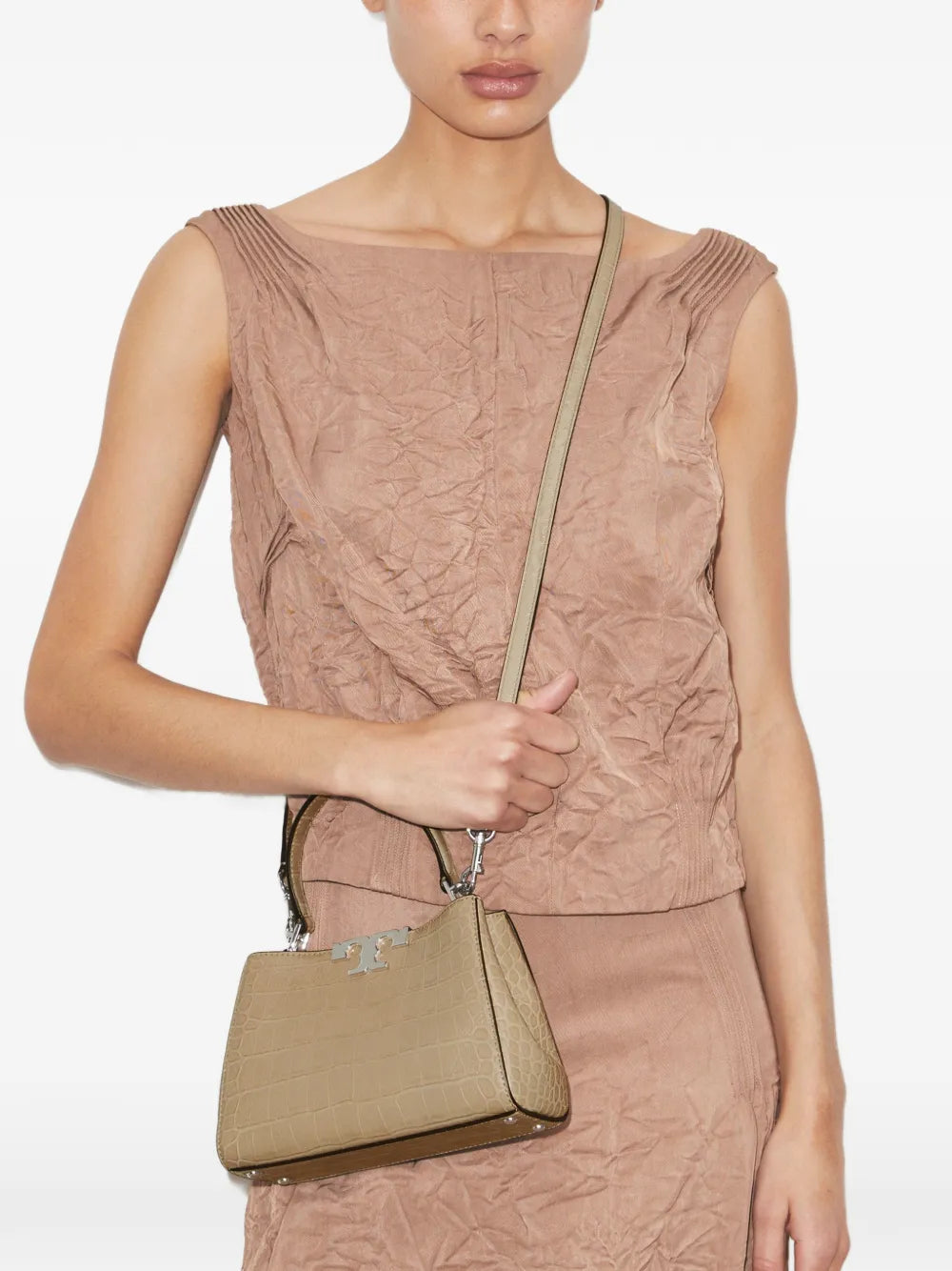 Tory Burch mini Eleanor soft croc-embossed satchel