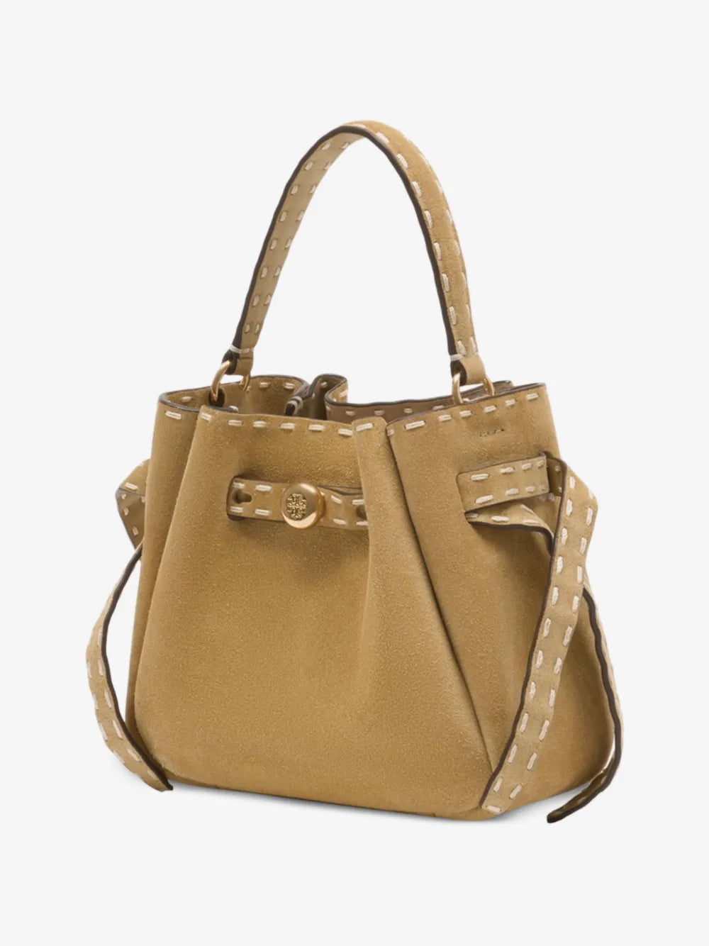 Tory Burch mini Romy contrast-stitch suede bucket bag