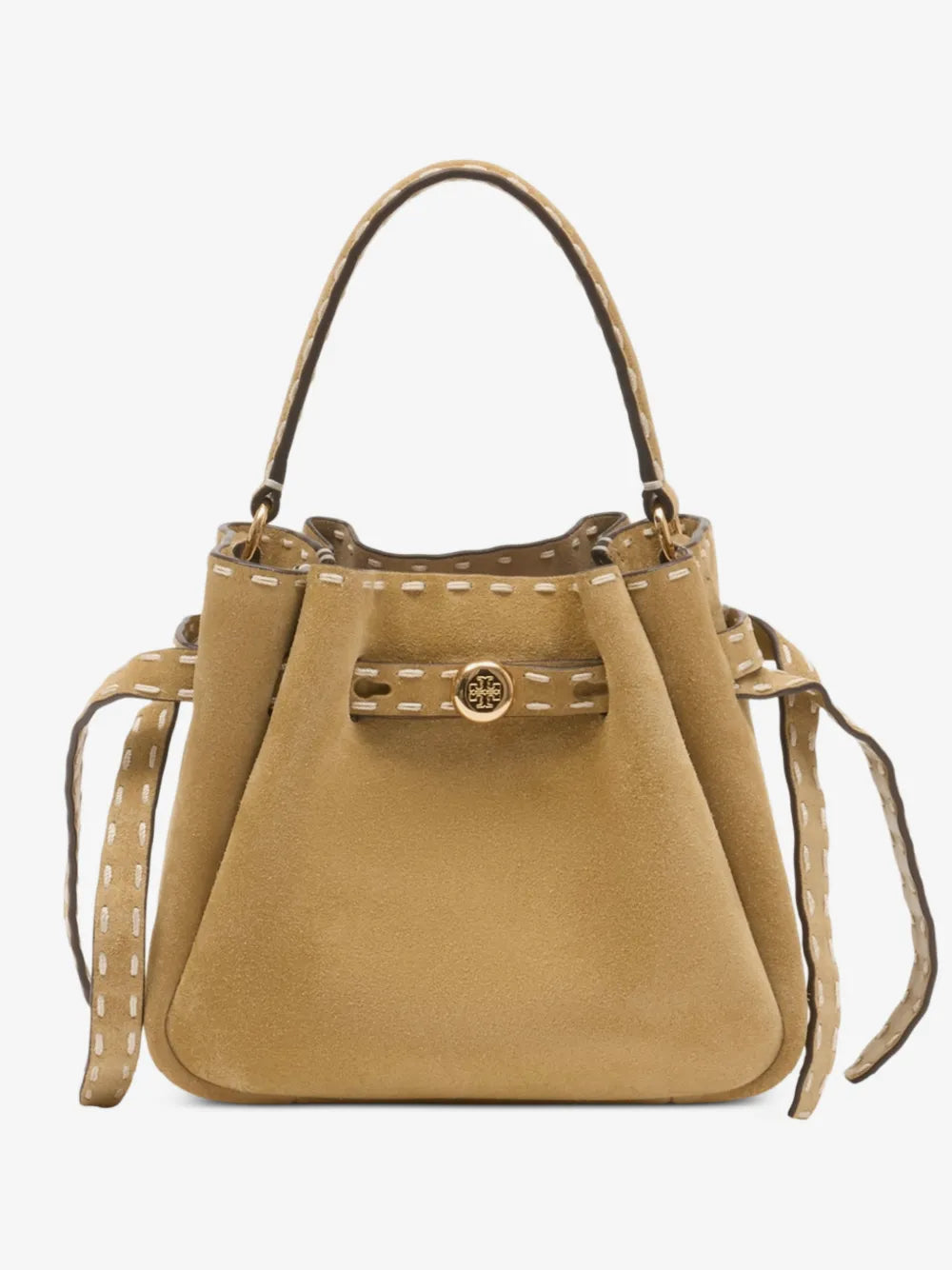 Tory Burch mini Romy contrast-stitch suede bucket bag