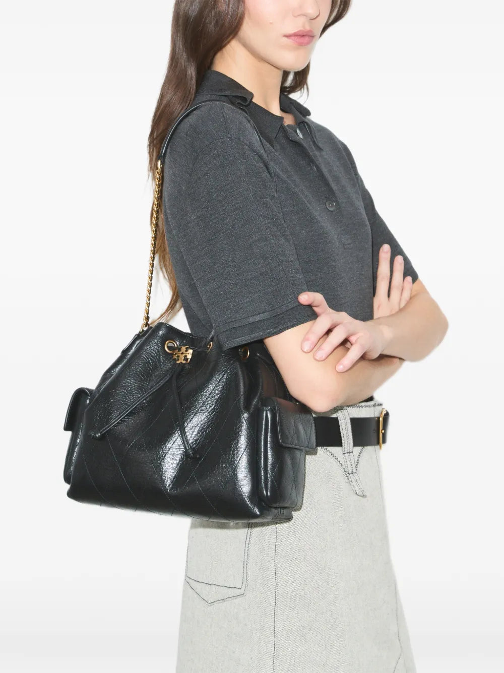 Tory Burch Charlie quilted drawstring shoulder bag