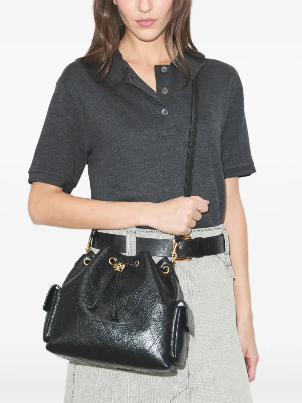 Tory Burch Charlie quilted drawstring shoulder bag