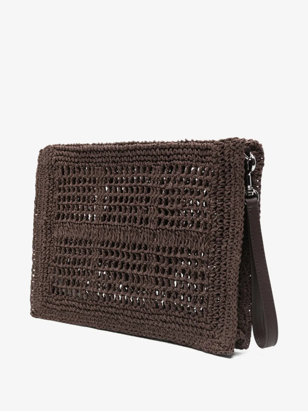 Tory Burch logo-patch woven clutch bag