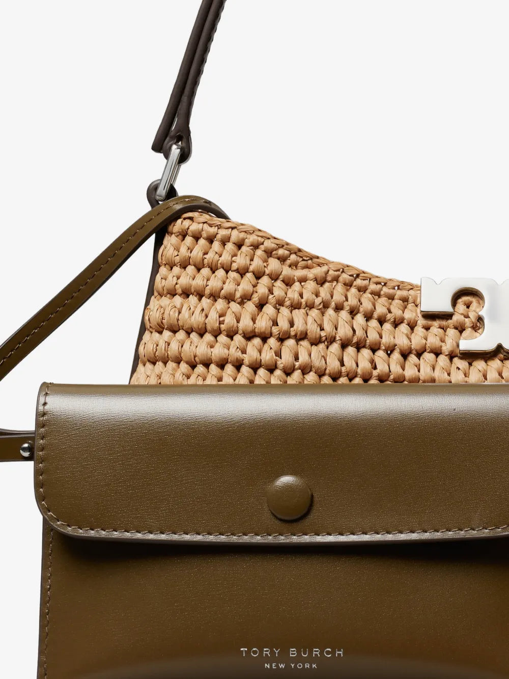 Tory Burch Eleanor raffia slim shoulder bag