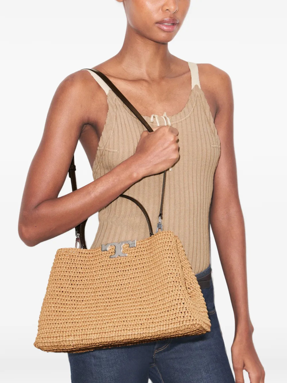 Tory Burch Eleanor raffia satchel