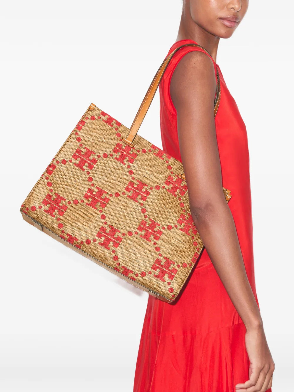 Tory Burch T Monogram woven tote bag