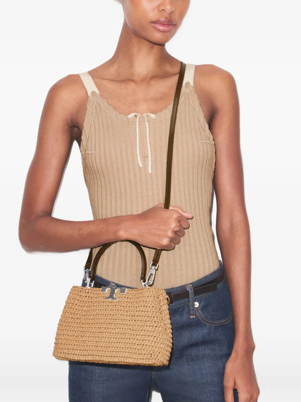 Tory Burch mini Eleanor raffia satchel