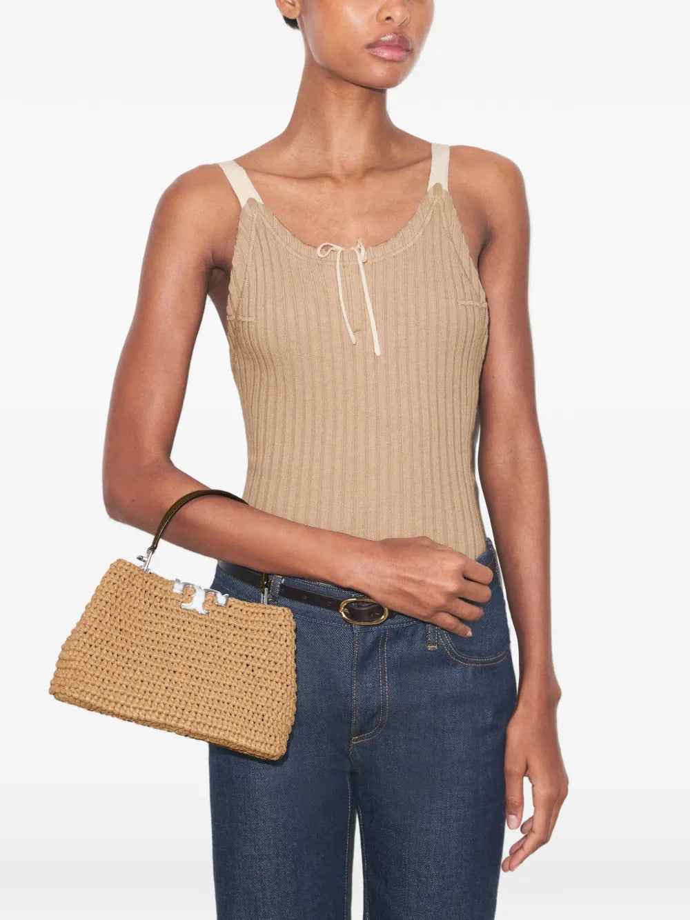 Tory Burch mini Eleanor raffia satchel
