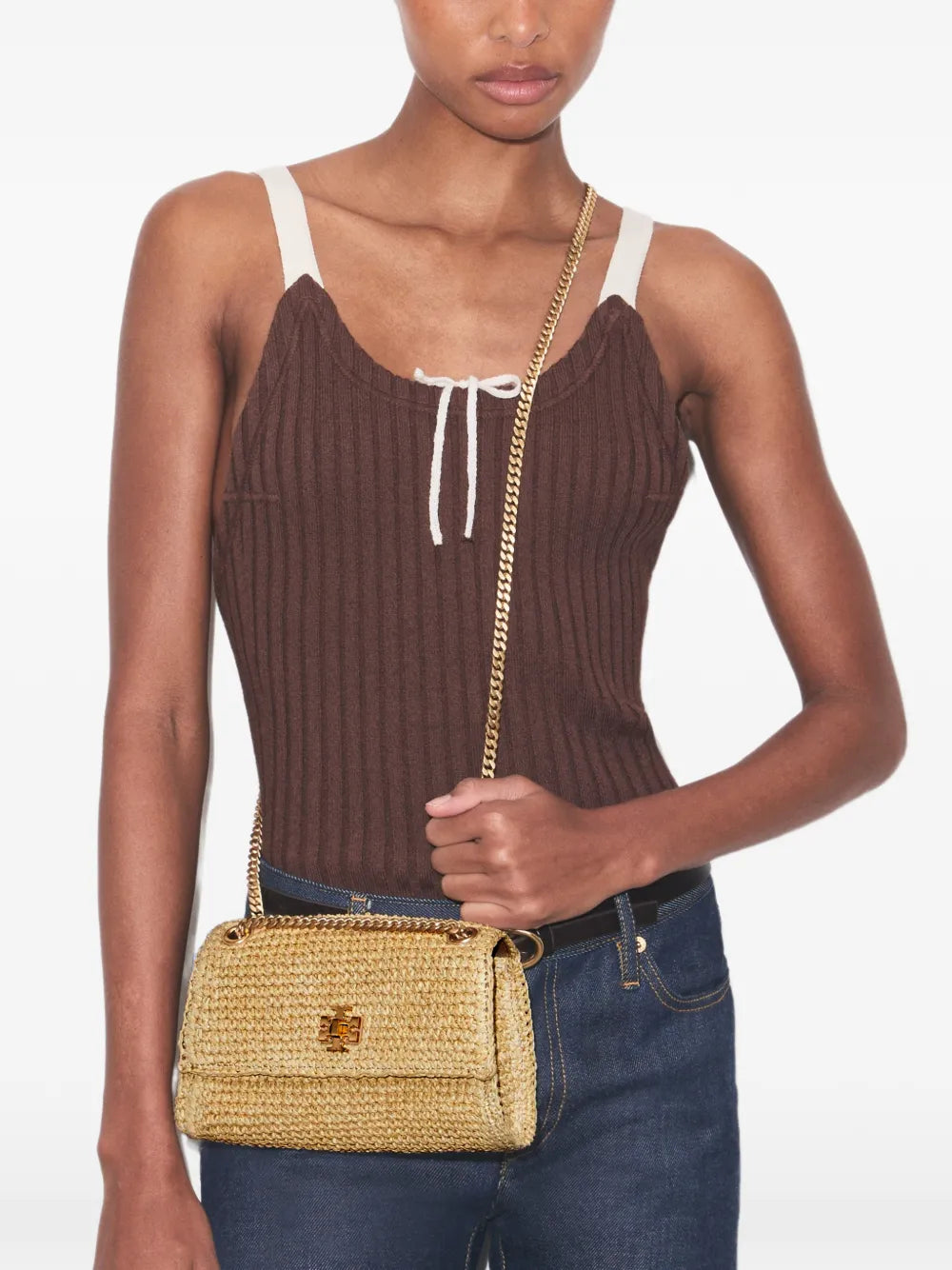 Tory Burch mini Kira turnlock woven shoulder bag