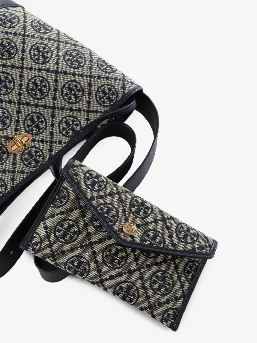 Tory Burch T Monogram leather-trim bucket bag