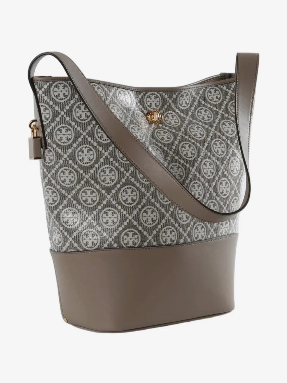 Tory Burch T-Monogram coated jacquard lock slim bucket bag
