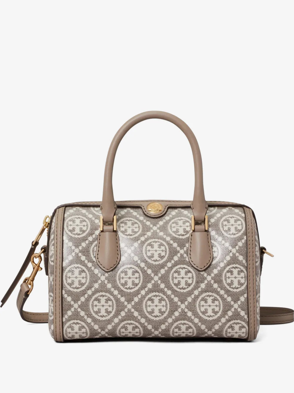 Tory Burch T Monogram coated-jacquard petite Barrel bag