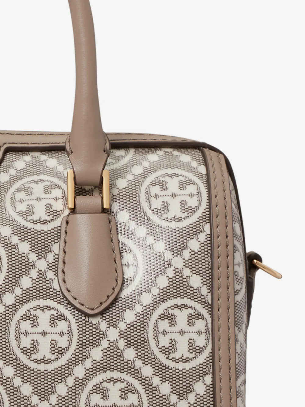 Tory Burch T Monogram coated-jacquard petite Barrel bag