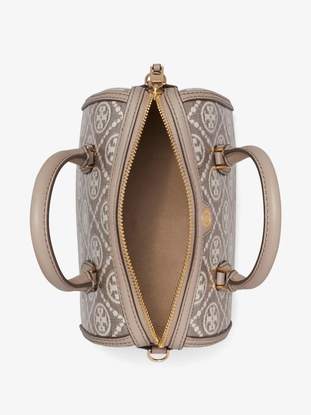Tory Burch T Monogram coated-jacquard petite Barrel bag