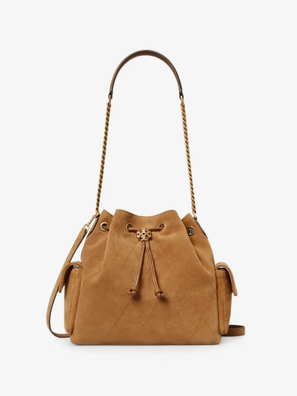Tory Burch Charlie quilted suede drawstring shoulder bag