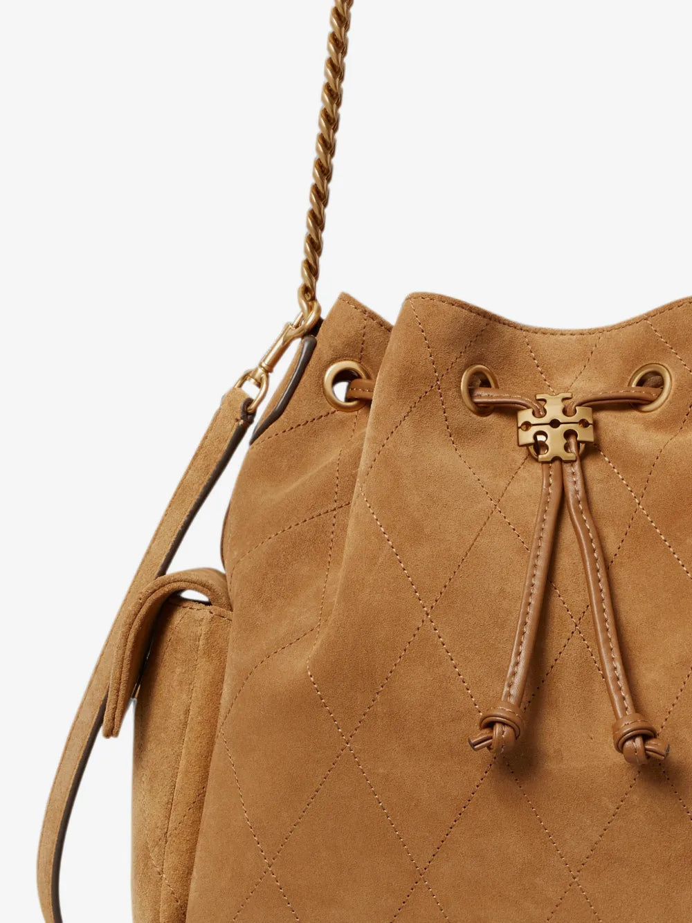 Tory Burch Charlie quilted suede drawstring shoulder bag