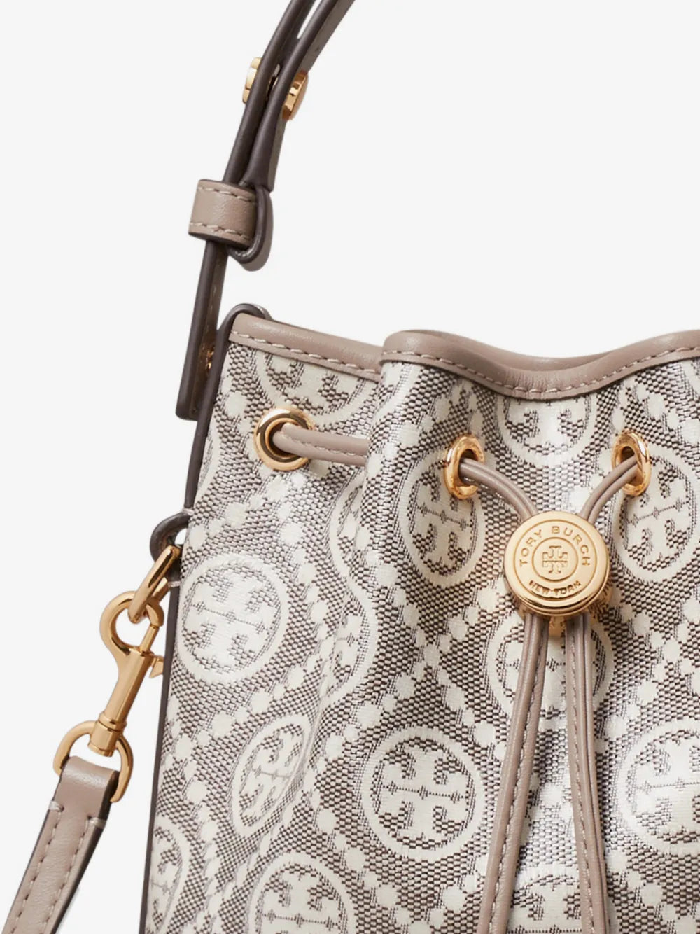 Tory Burch T monogram coated-jacquard mini bucket bag