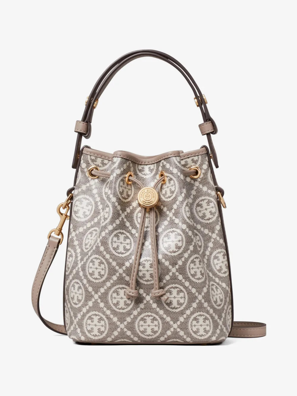 Tory Burch T monogram coated-jacquard mini bucket bag