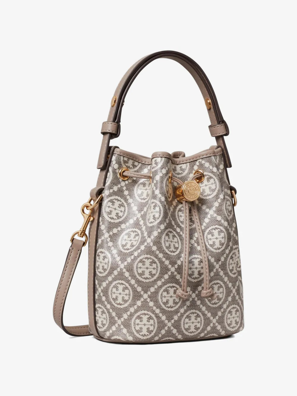 Tory Burch T monogram coated-jacquard mini bucket bag