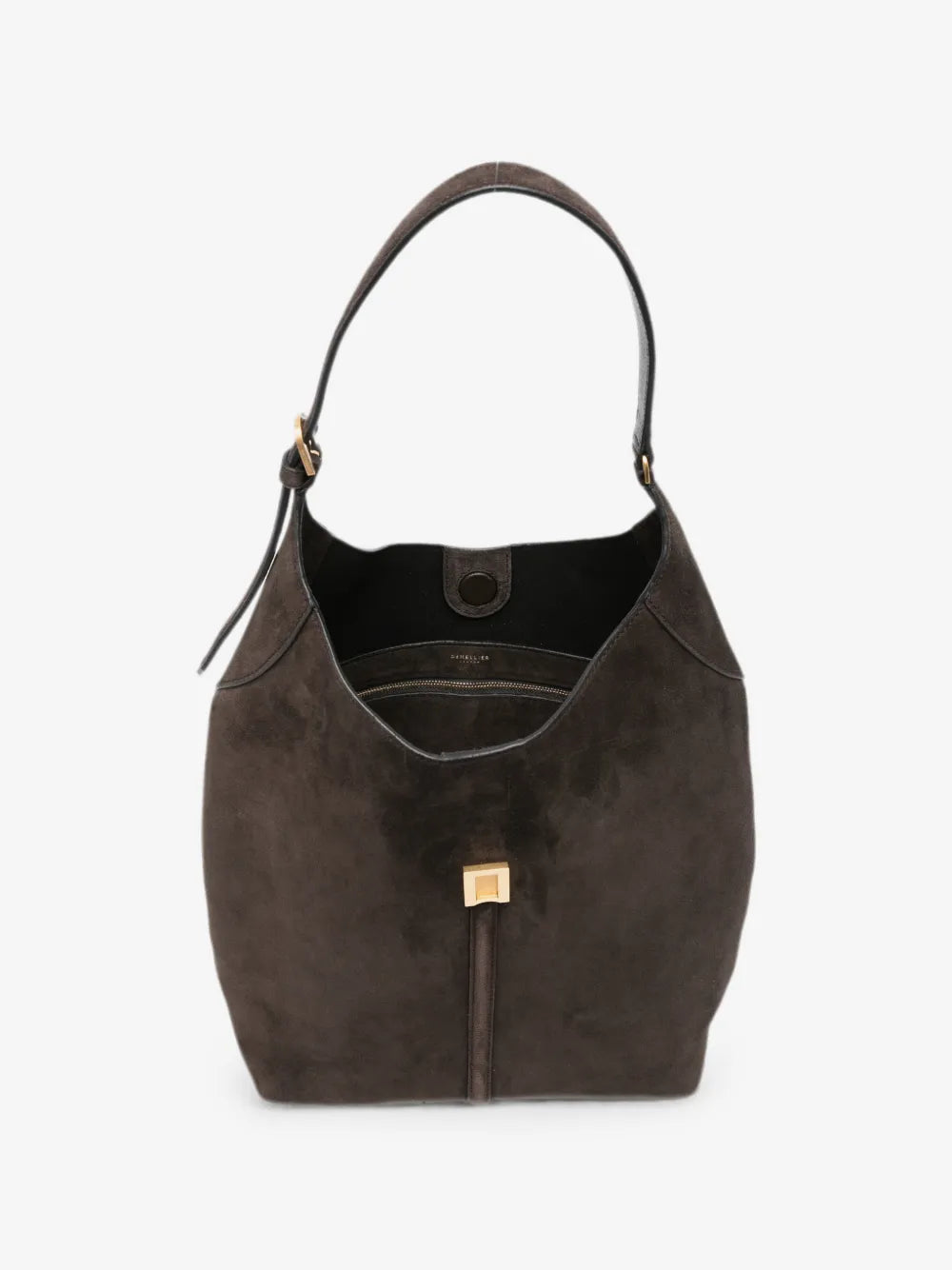 DeMellier large Siena padlock-detail suede shoulder bag