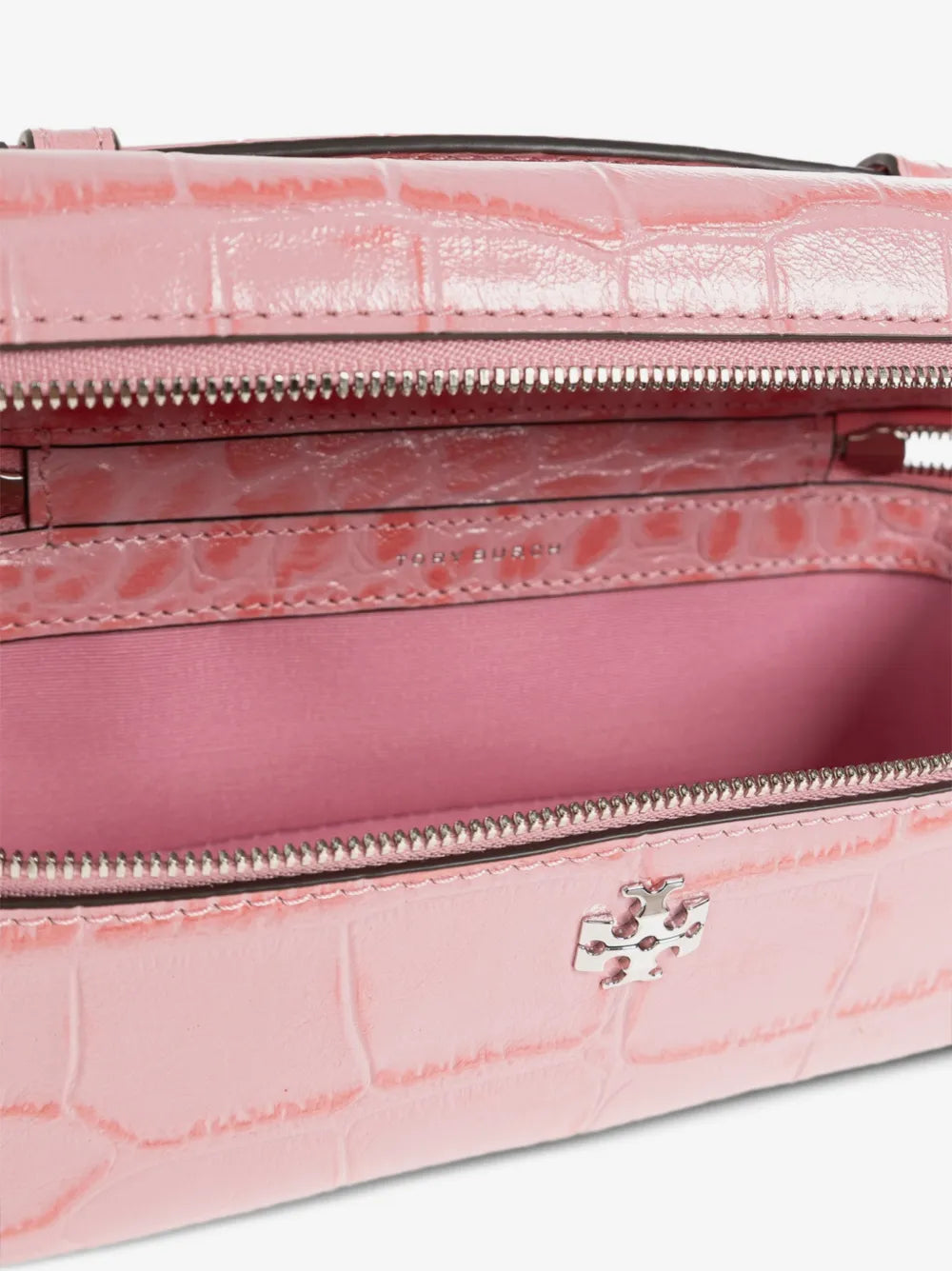 Tory Burch mini Charlie croc-embossed vanity case esat-west bag