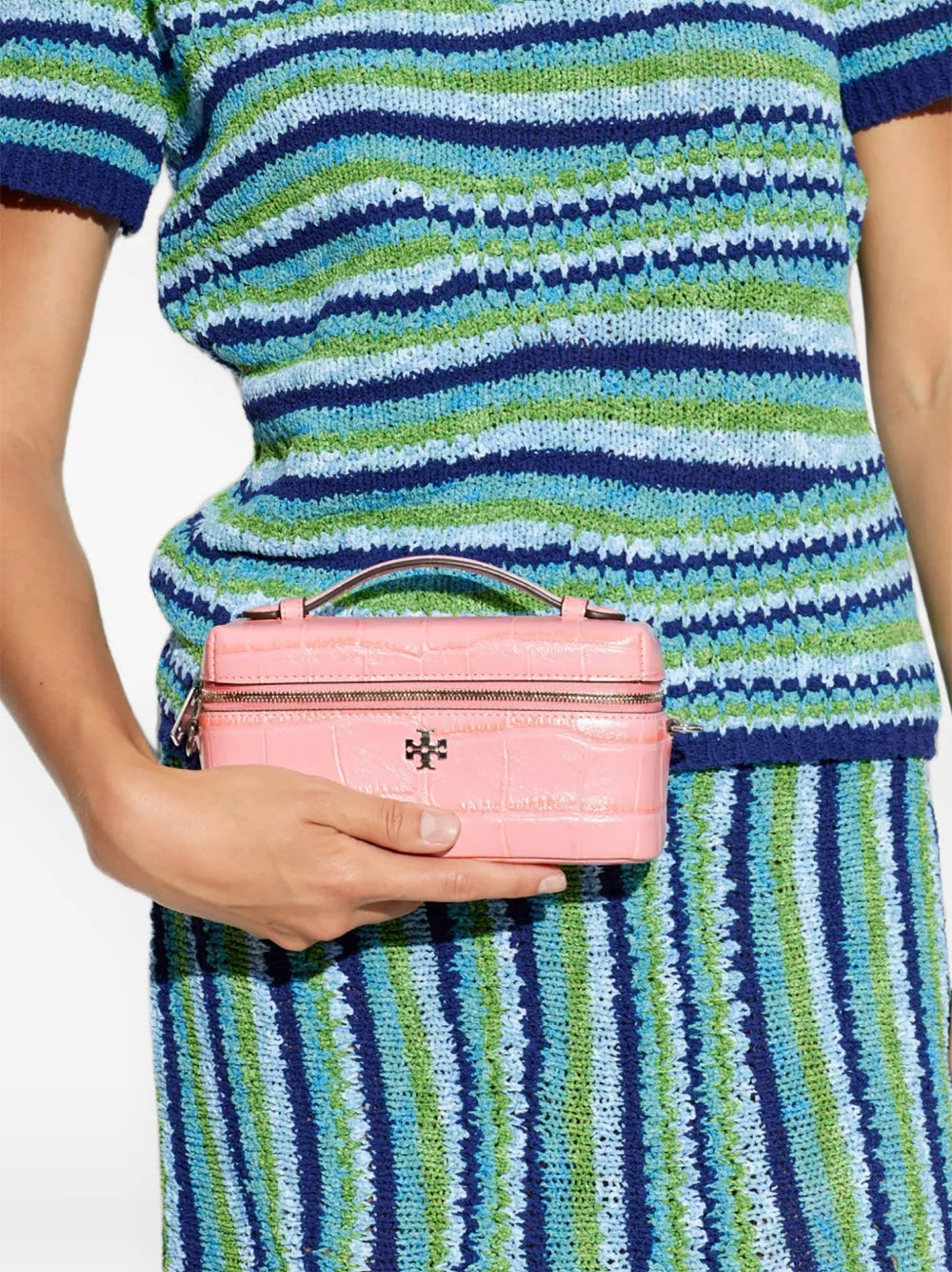 Tory Burch mini Charlie croc-embossed vanity case esat-west bag