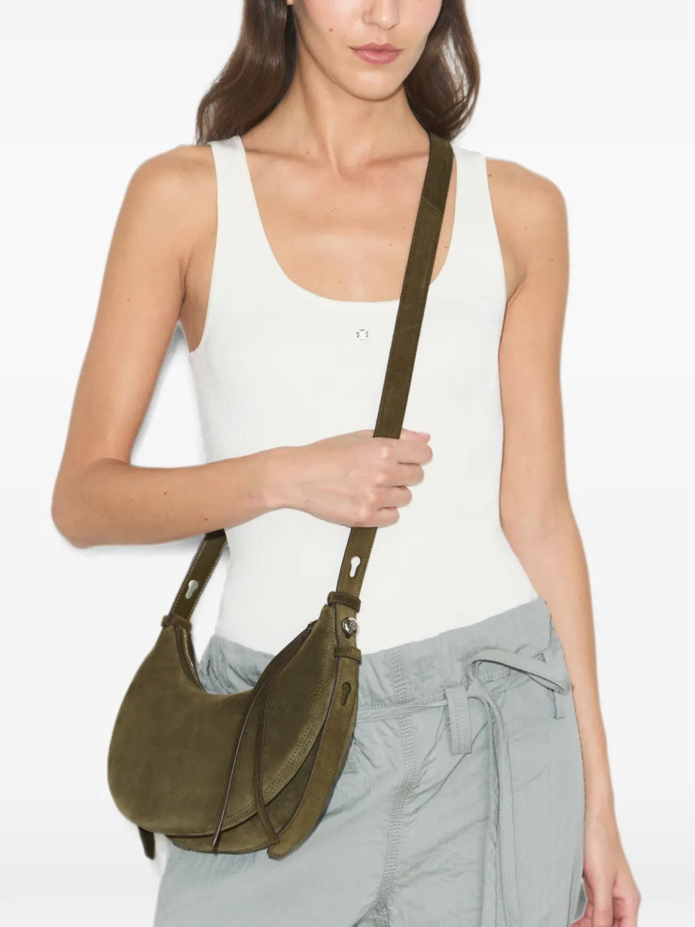 Tory Burch Romy suede half moon bag